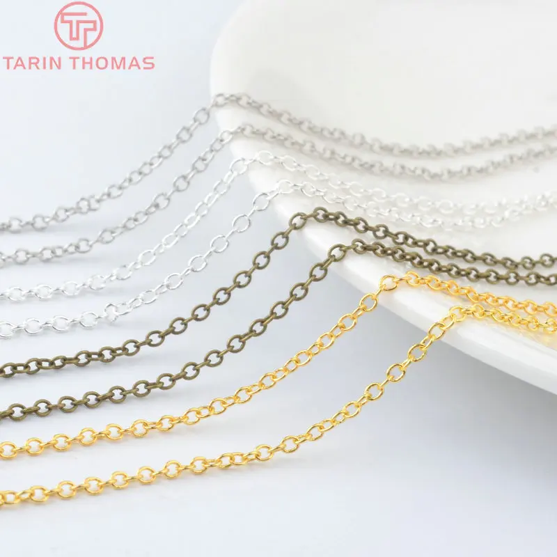 

（4653）5 meters Chain width 2MM Silver color plated copper Round Oval shape Chains Diy Jewelry Findings Accessories Wholesale