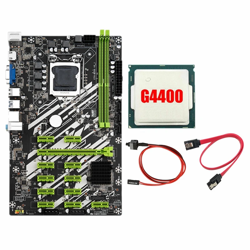 

Материнская плата B250 BTC для майнинга с 4400CPU + кабель SATA + коммутационный кабель 12 слотов PCI-E LGA1151 DDR4 RAM SATA3.0 USB3.0 VGA + HD