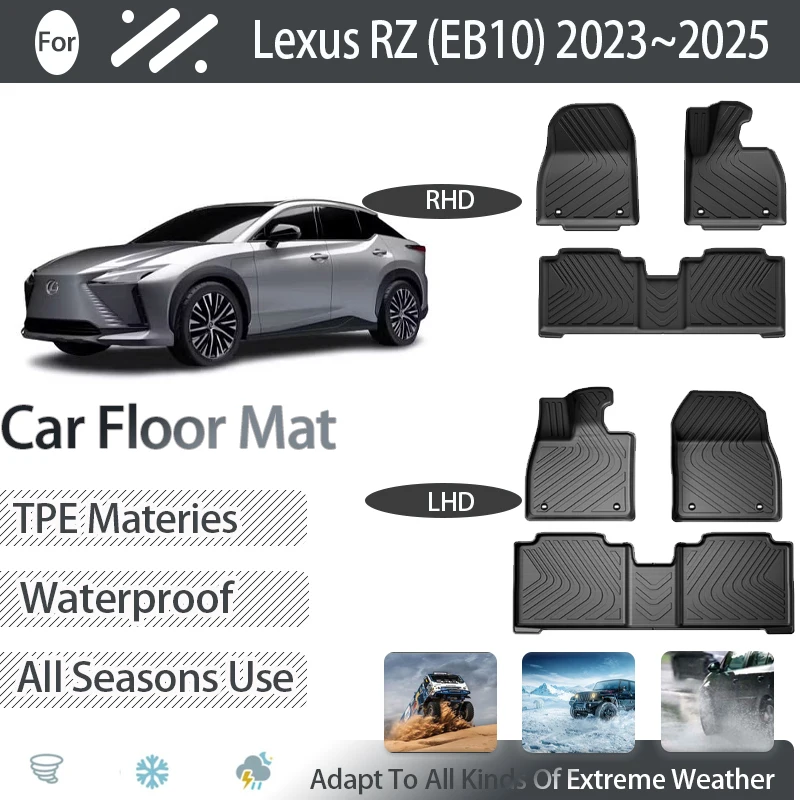 Автомобильные коврики для Lexus RZ 450e EB10 2023 2024 2025, грязеотталкивающие накладки, напольные покрытия, ТПЭ грязевой коврик, автомобильные аксессуары для интерьера
Автомобильные коврики для Lexus RZ 450e EB10 2023 2024 2025, грязеотталкивающие накладки, напольные покрытия, ТПЭ грязевой коврик, автомобильные аксессуары для интерьера
