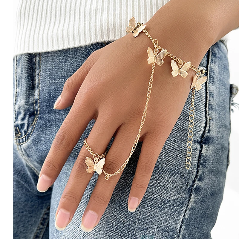 2022 Trendy Vintage Bracelet With Finger Ring Gold Butterfly Link Wrist Chain For Women Charms Lady Aesthetic Body Jewelry Luxe
2022 Trendy Vintage Bracelet With Finger Ring Gold Butterfly Link Wrist Chain For Women Charms Lady Aesthetic Body Jewelry Luxe