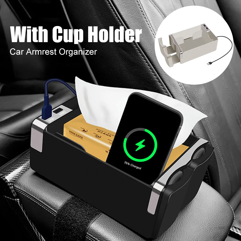 Universal Car Armrest Storage Box with Cup Holder Center Console Organizer Tissue Holder with Dual USB for Car Truck Off-Road
Universal Car Armrest Storage Box with Cup Holder Center Console Organizer Tissue Holder with Dual USB for Car Truck Off-Road