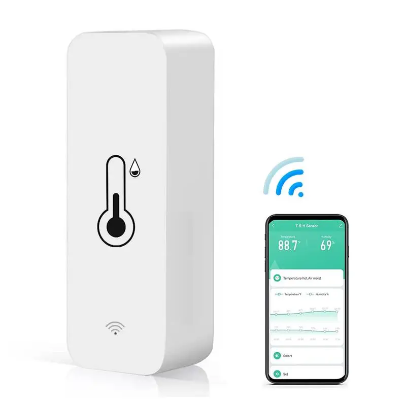 Smart Temperature And Humidity Sensor WiFi APP Remote Monitor Wireless Temperature Monitor Intelligent Linkage Function
Smart Temperature And Humidity Sensor WiFi APP Remote Monitor Wireless Temperature Monitor Intelligent Linkage Function