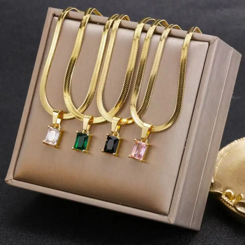 Fashion Necklace for Women Luxury Square Zircon Stainless Steel Pendant Necklace Girls Vacation Party Office Trendy New Gifts
Fashion Necklace for Women Luxury Square Zircon Stainless Steel Pendant Necklace Girls Vacation Party Office Trendy New Gifts