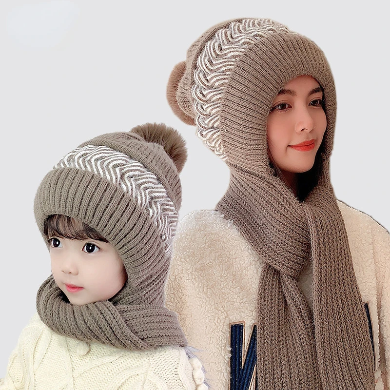 Parent-child Cap Winter Thicken Plush Knitted Hat and Scarf In One Children Warm Soft Conjoined Winter Outdoor Cycling Windproof
Parent-child Cap Winter Thicken Plush Knitted Hat and Scarf In One Children Warm Soft Conjoined Winter Outdoor Cycling Windproof