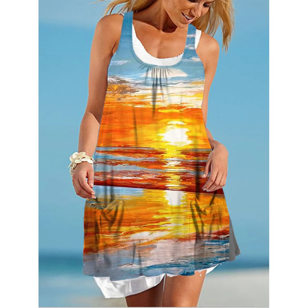 Summer Fashion Fake Two-Piece 3D Printed Vintage Female Beachwear Casual Loose Sleeveless Shoulder strap Holiday Midi Dress
Summer Fashion Fake Two-Piece 3D Printed Vintage Female Beachwear Casual Loose Sleeveless Shoulder strap Holiday Midi Dress