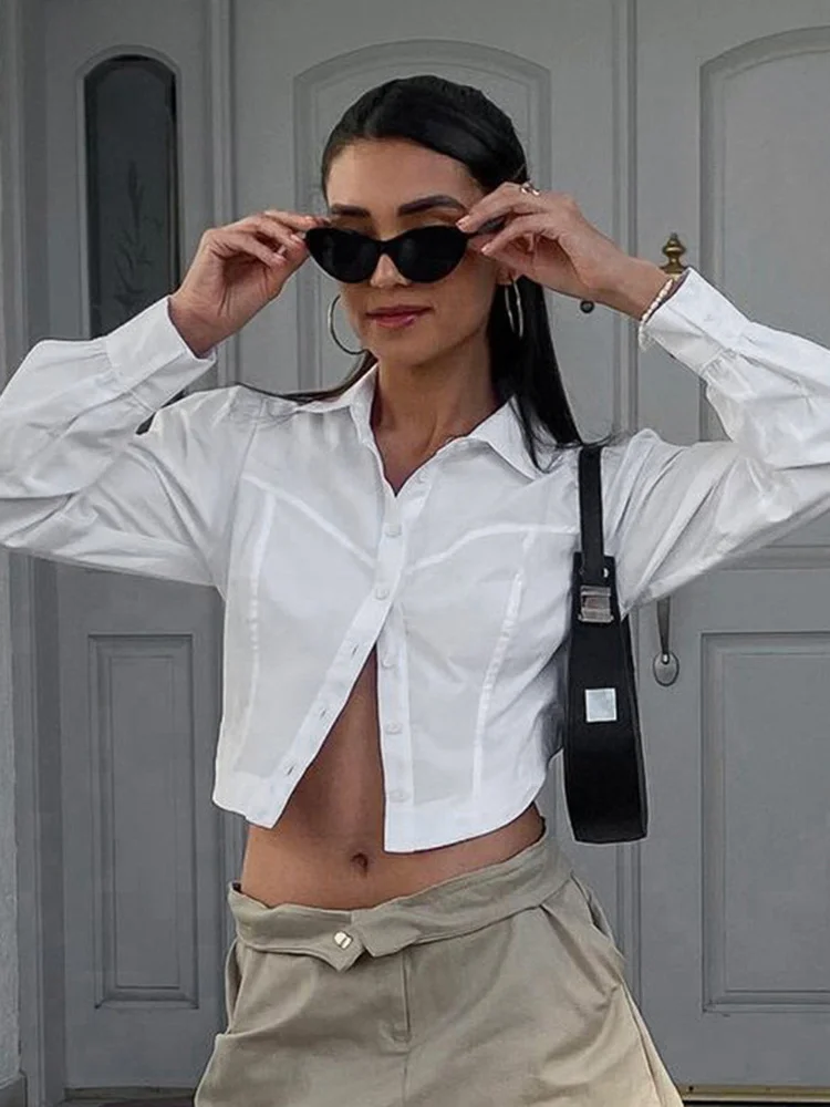 Блузка женская однотонная с длинным рукавом, модная Повседневная рубашка, однобортный укороченный топ, белая уличная одежда, осень 2022
Блузка женская однотонная с длинным рукавом, модная Повседневная рубашка, однобортный укороченный топ, белая уличная одежда, осень 2022