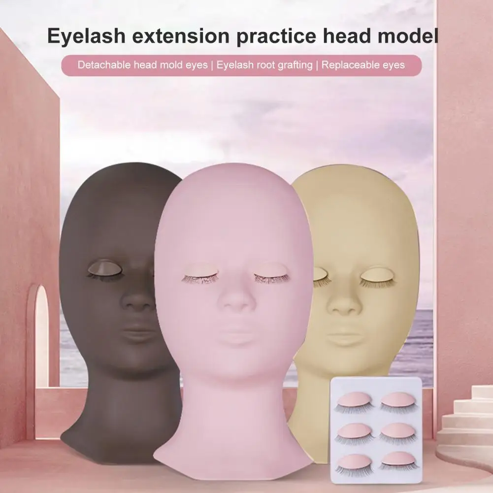 

1 Set Makeup Mannequin Soft Novice Eyelash Head Form with Eyelids Lash Training Mannequin Head