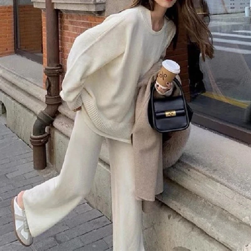 Women Autumn Winter Casual 2 Pieces Knitted Set Long Sleeve Loose Sweater Pants Suits Fashion Streetwear Tracksuits Fitness Set
Women Autumn Winter Casual 2 Pieces Knitted Set Long Sleeve Loose Sweater Pants Suits Fashion Streetwear Tracksuits Fitness Set