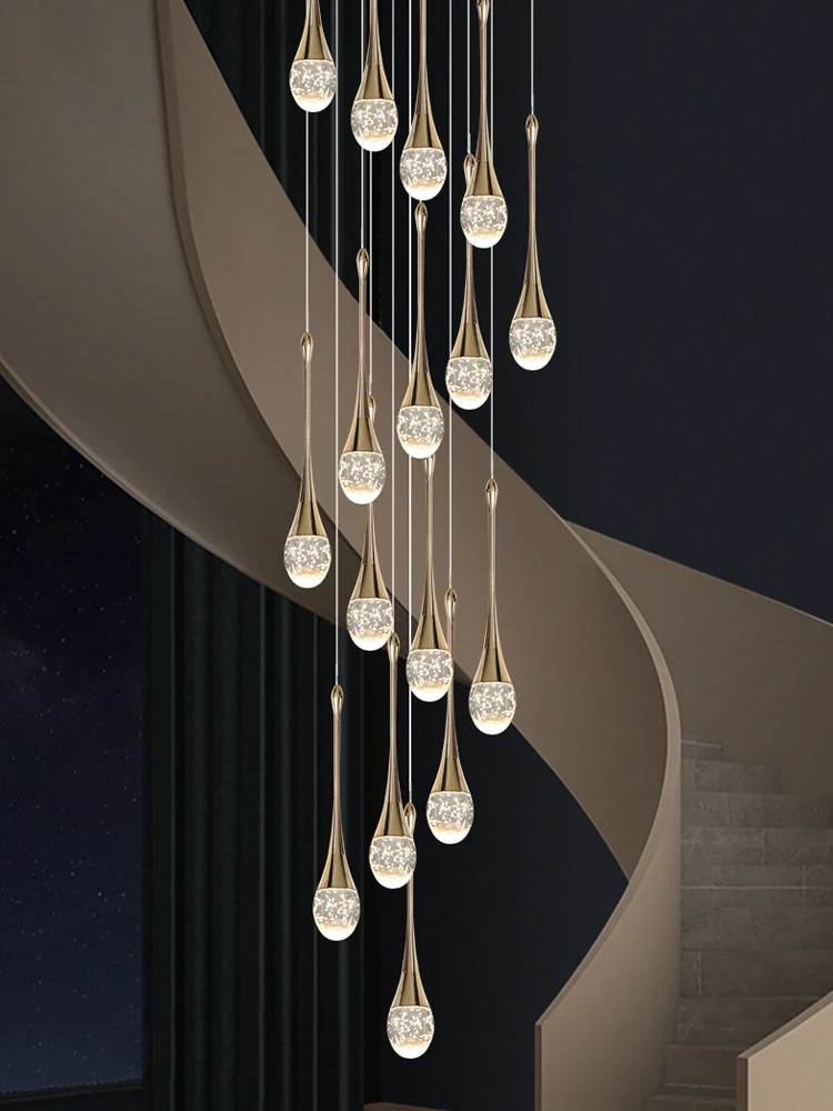 Luxury Crystal LED Chandeliers Long Staircase Hanging Lights for Living Room Lobby Creative Gold Indoor Luminaire Pendant Lamp
Luxury Crystal LED Chandeliers Long Staircase Hanging Lights for Living Room Lobby Creative Gold Indoor Luminaire Pendant Lamp