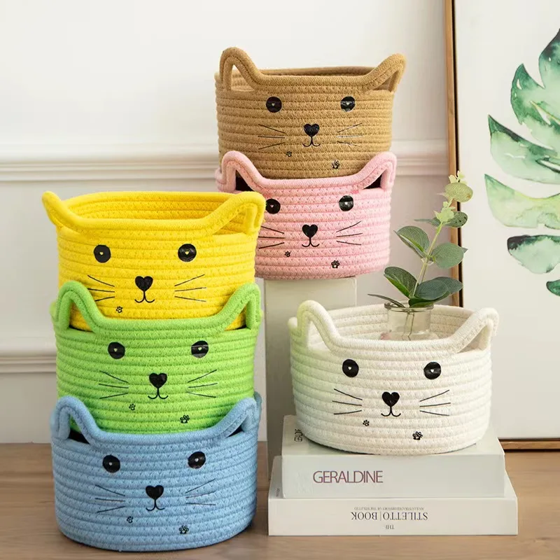 Cartoon Woven Storage Basket Ins Cotton Thread Hand-woven Desktop Storage Basket Kids Toy Desktop Organizer Sundries Storage Box
Cartoon Woven Storage Basket Ins Cotton Thread Hand-woven Desktop Storage Basket Kids Toy Desktop Organizer Sundries Storage Box