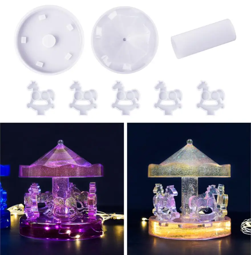 DIY Crystal Epoxy Carousel Resin Mold Mirror Desktop Ornament Jewelry Pendant Silicone Mold
DIY Crystal Epoxy Carousel Resin Mold Mirror Desktop Ornament Jewelry Pendant Silicone Mold