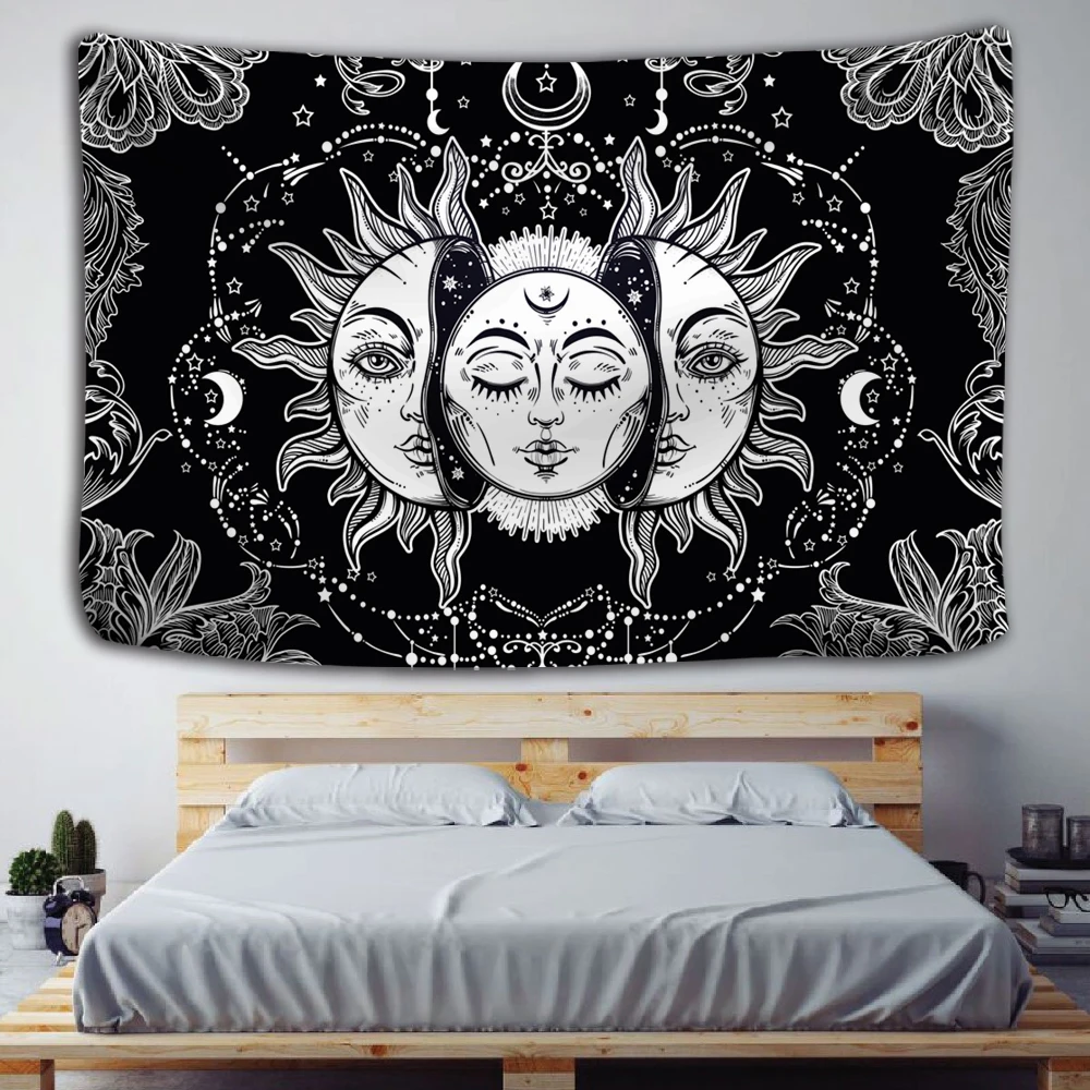 White black sun and moon tarot card mandala wall tapestry home decor background beach towel
White black sun and moon tarot card mandala wall tapestry home decor background beach towel