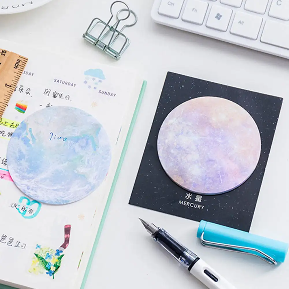 

Round Shape Starry Planet Series Memo Pads Self-adhesive Sticky Notes Office Notes Stationery School Supplies Notebook