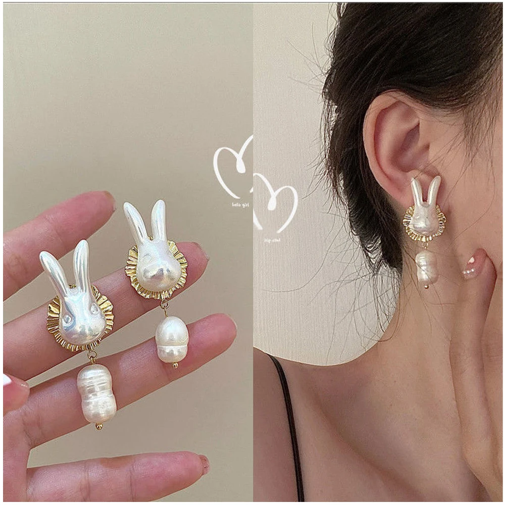 Baroque Women's Rabbit Pearl Earrings Interesting Freshwater Pearls Bunny Ear Studs Hanging Dangle Earrings Trend Girls Jewelry
Baroque Women's Rabbit Pearl Earrings Interesting Freshwater Pearls Bunny Ear Studs Hanging Dangle Earrings Trend Girls Jewelry