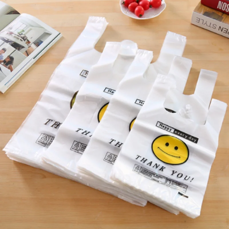 50pcs/pack 3 Sizes Carry Out Bags Smile Gift Bag Retail Supermarket Grocery Shopping Plastic Bags with Handle Food Packaging
50pcs/pack 3 Sizes Carry Out Bags Smile Gift Bag Retail Supermarket Grocery Shopping Plastic Bags with Handle Food Packaging