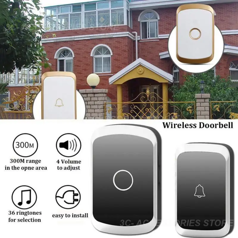 

Беспроводной дверной звонок, водонепроницаемый умный беспроводной дверной звонок, диапазон 300 м, 433 МГц, бытовая техника для умного дома