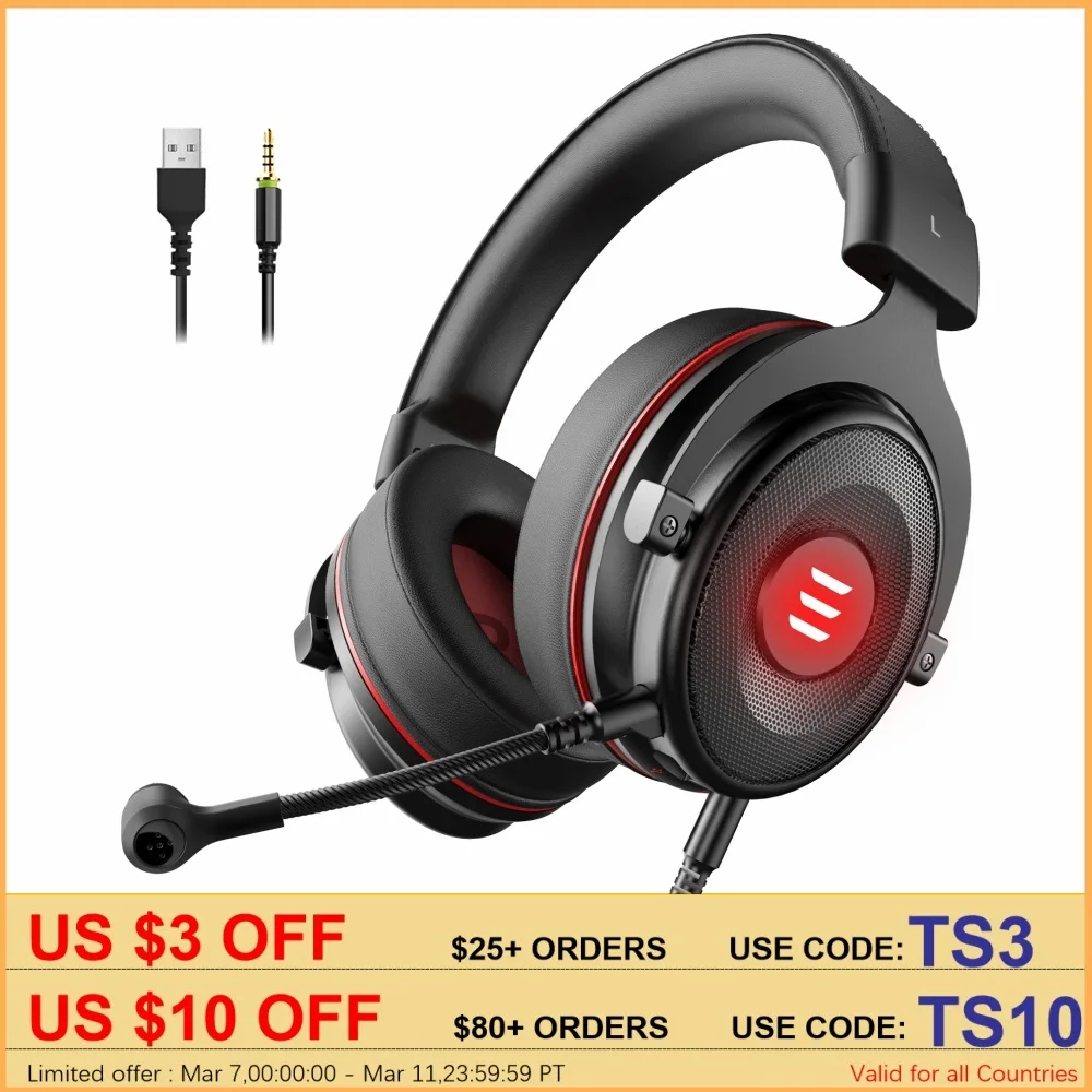 EKSA Gaming Headset Gamer E900/E900 Pro 7.1 Surround Wired Gaming Headphones with Microphone For PC/PS4/PS5/Xbox one/Switch
EKSA Gaming Headset Gamer E900/E900 Pro 7.1 Surround Wired Gaming Headphones with Microphone For PC/PS4/PS5/Xbox one/Switch