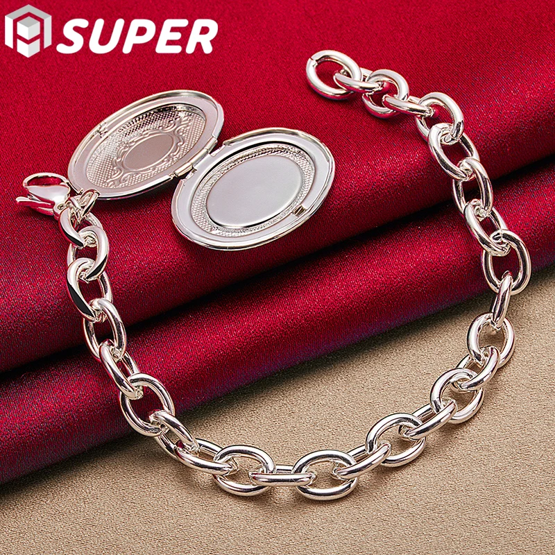 925 Sterling Silver Oval Photo Frame Thick Chain Bracelet For Man Women Fashion Charm Wedding Engagement Jewelry
925 Sterling Silver Oval Photo Frame Thick Chain Bracelet For Man Women Fashion Charm Wedding Engagement Jewelry