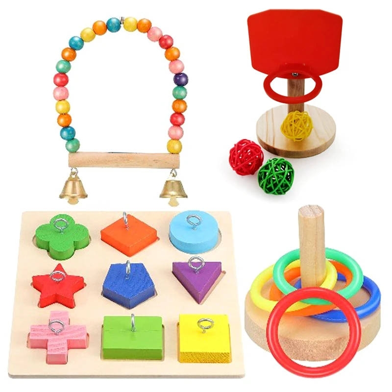 Bird Training Toy Set Include Wooden Bird Block Puzzle Toy Parrot Training Basketball Colorful Stacking Rings Toy
Bird Training Toy Set Include Wooden Bird Block Puzzle Toy Parrot Training Basketball Colorful Stacking Rings Toy