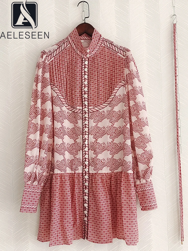 AELESEEN Designer Fashion WOmen Mini Dress 2023 Spring Summer Turtleneck Single-Breasted Belt Red Flower Print Loose Holiday
AELESEEN Designer Fashion WOmen Mini Dress 2023 Spring Summer Turtleneck Single-Breasted Belt Red Flower Print Loose Holiday