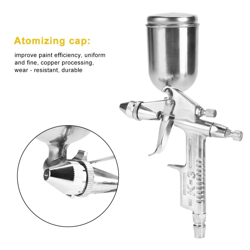 K-3 125ml Mini Paint Air Spray Gun 0.5mm Pneumatic Atomizing Nozzle Air Sprayer Atomizer Airbrush Leather Painting Repair Tool
K-3 125ml Mini Paint Air Spray Gun 0.5mm Pneumatic Atomizing Nozzle Air Sprayer Atomizer Airbrush Leather Painting Repair Tool