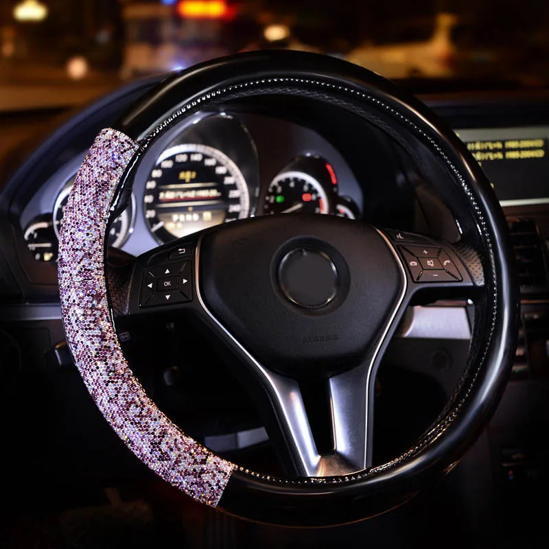 New design Diamond Crystal Car Steering Wheel Cover Leather Rhinestone Cover for Steering-wheel Women Universal 38cm Car Styling
New design Diamond Crystal Car Steering Wheel Cover Leather Rhinestone Cover for Steering-wheel Women Universal 38cm Car Styling