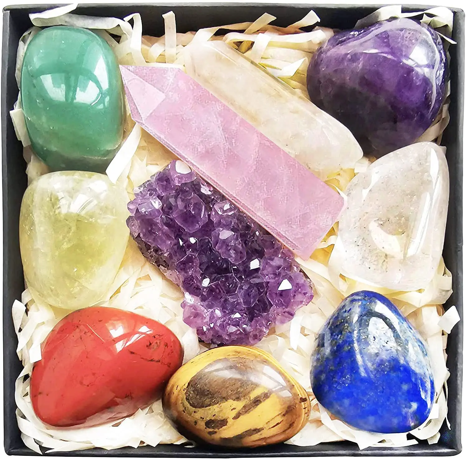 7 Chakra Crystals Healing Stones Set Wands Amethyst Cluster Clear Rose Quartz Point Kit for Meditation Yoga Balance Home Decor
7 Chakra Crystals Healing Stones Set Wands Amethyst Cluster Clear Rose Quartz Point Kit for Meditation Yoga Balance Home Decor