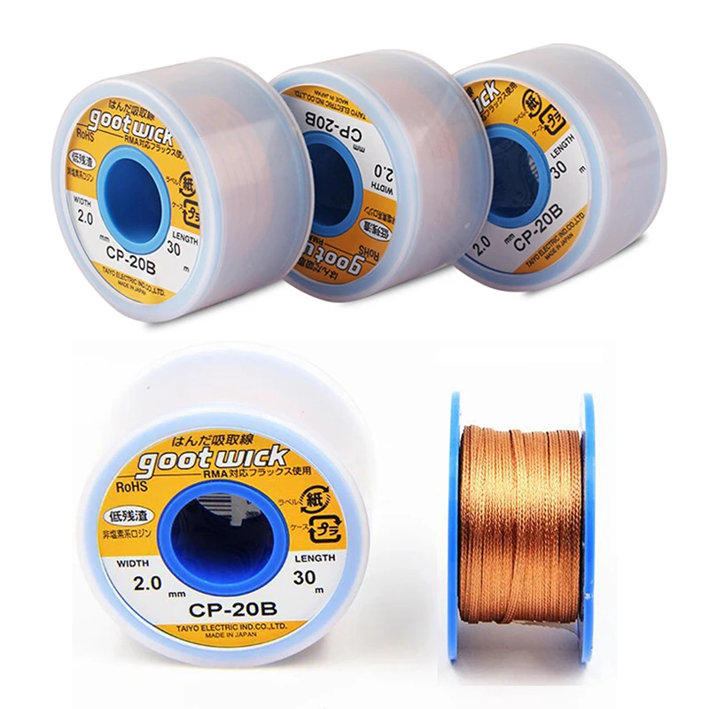 100% New Brand Original Japan GOOT Desoldering Wicks Bulk-Length Spool of RoHs Lead-free MSDS for RMA Base Flux
100% New Brand Original Japan GOOT Desoldering Wicks Bulk-Length Spool of RoHs Lead-free MSDS for RMA Base Flux