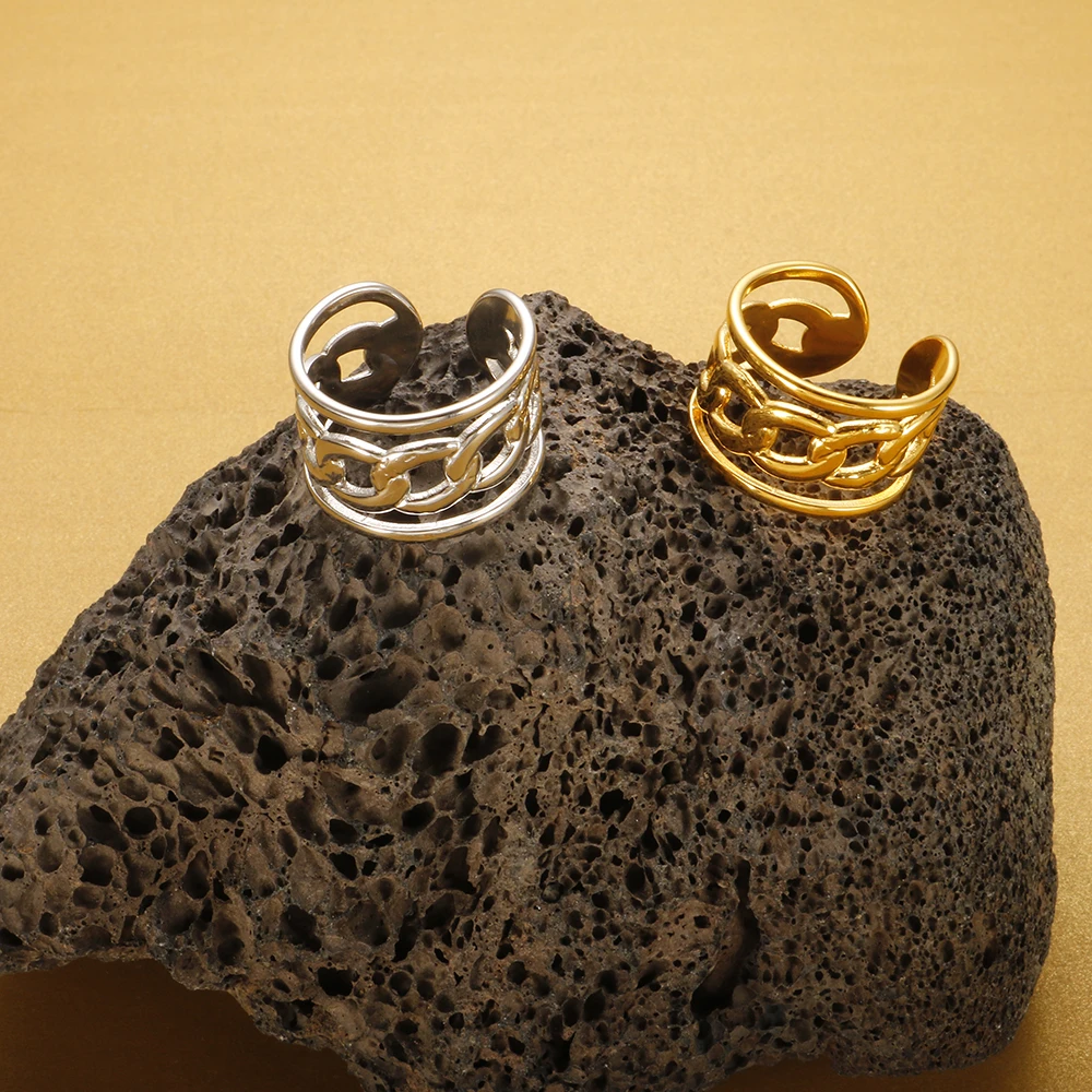 Stainless Steel Hollow Link Chain Adjustable Open Rings For Women Girl Gold Plated Punk Finger Ring Jewelry Gift
Stainless Steel Hollow Link Chain Adjustable Open Rings For Women Girl Gold Plated Punk Finger Ring Jewelry Gift