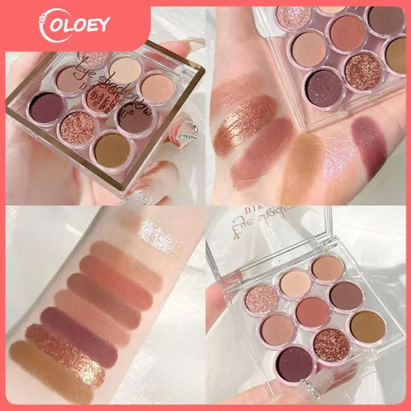 

DIKALU 9 Colors Eyeshadow Palette Pearly Matte Earth Color Shiny Sequins Eye Shadow Shimmer Eye Pigmented Long Lasting Makeup