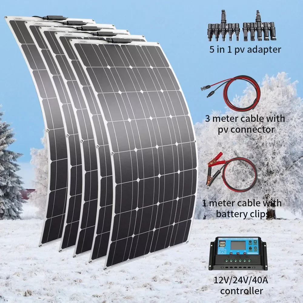 NEW High Efficiency 500w Solar Panel Charger Portable Controller 100w System Flexible Set For Camping Power Bank 12v 24v Battery
NEW High Efficiency 500w Solar Panel Charger Portable Controller 100w System Flexible Set For Camping Power Bank 12v 24v Battery