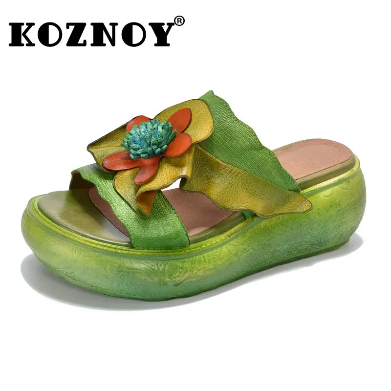 Koznoy 7cm Genuine Leather Slippers Summer Women Sandals Fashion Ladies Appliques Flower Hot Sale Ladies Platform Wedge Shoes
Koznoy 7cm Genuine Leather Slippers Summer Women Sandals Fashion Ladies Appliques Flower Hot Sale Ladies Platform Wedge Shoes