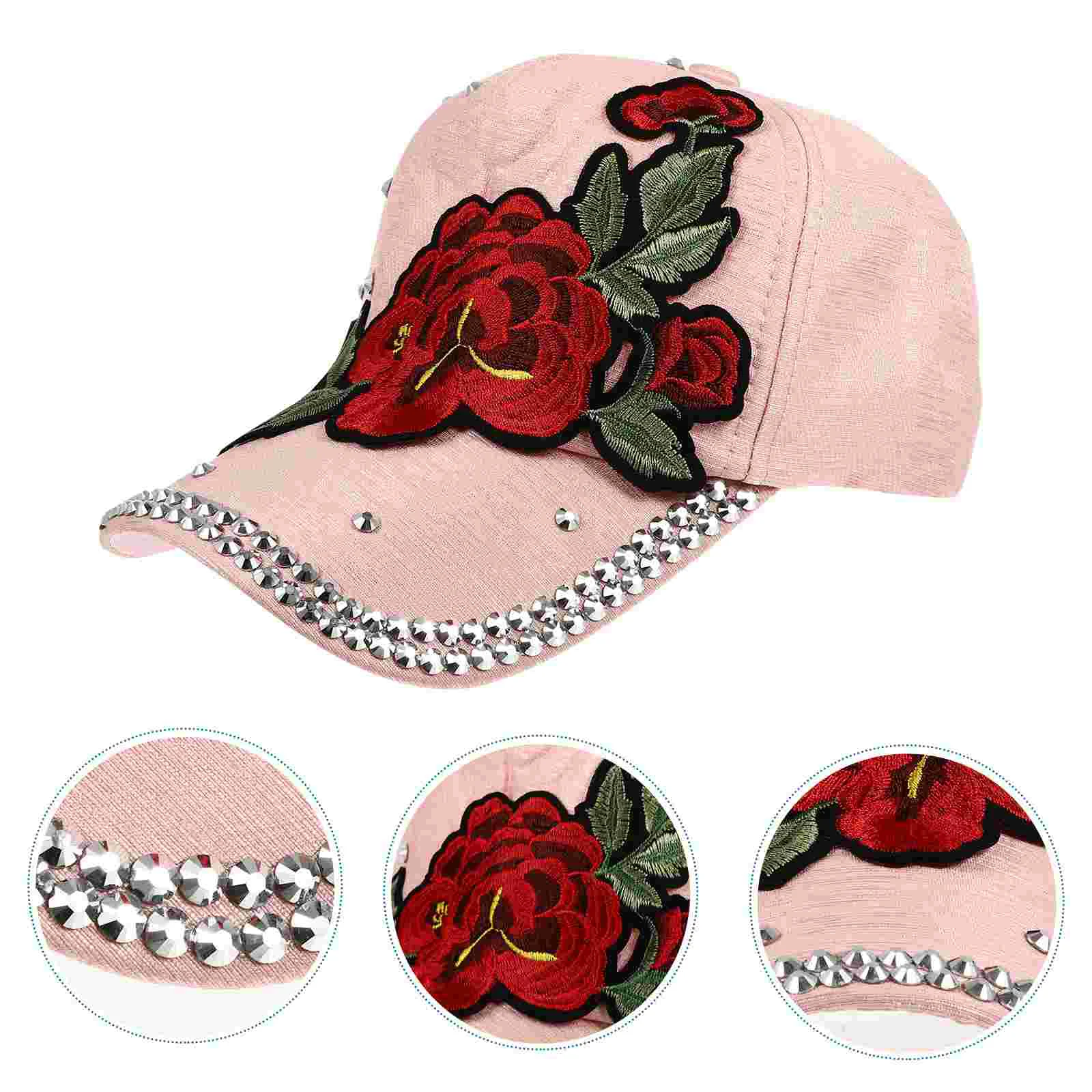 Hat Sun Baseball Women Cap Flowerembroidered Shade Rhinestone Outdoor Polyestergift Jewel Rose Red Fashion Cute Beach Adjustable
Hat Sun Baseball Women Cap Flowerembroidered Shade Rhinestone Outdoor Polyestergift Jewel Rose Red Fashion Cute Beach Adjustable