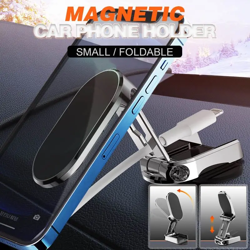 

Strong Magnetic Folding Holder Car Phone Holder Mount 360°Rotation Adjustable Height GPS Support Mobile Phone Stand Dropshipping