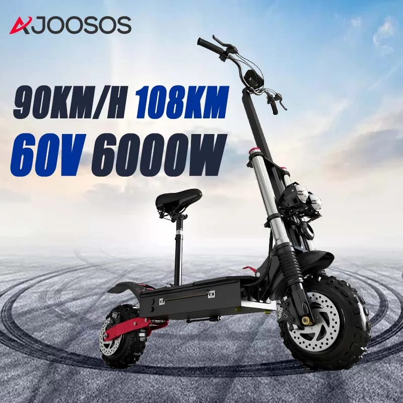 

90KM/H Electric Scooter 6000W 60V Dual Motors Electric Scooters 100KM-108KM Ultra-long Range 11'' Off-road Tires электросамокат