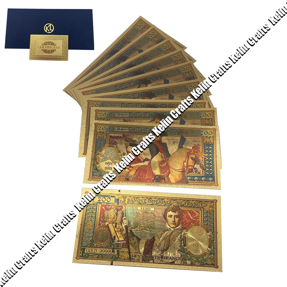 10pcs Beautiful Napoleon Bonaparte Suvenir Gold Banknotes 200 centimes for Old Currency Collecion 
10pcs Beautiful Napoleon Bonaparte Suvenir Gold Banknotes 200 centimes for Old Currency Collecion