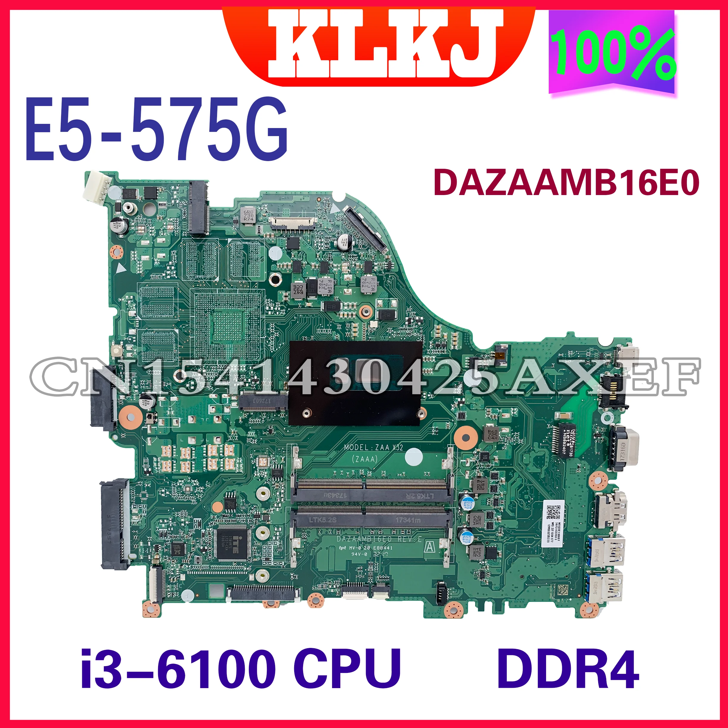 Dinzi For Acer Aspire E5-575 E5-575G F5-573 F5-573G Notebook With I3-6100U DDR4 Motherboard DAZAAMB16E0 REV:E 100% Working Well
Dinzi For Acer Aspire E5-575 E5-575G F5-573 F5-573G Notebook With I3-6100U DDR4 Motherboard DAZAAMB16E0 REV:E 100% Working Well
