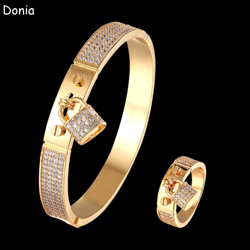 

Donia Jewelry Fashion Lock Micro-Inlaid AAA Zircon Bracelet Creative Opening Ladies Ring Set