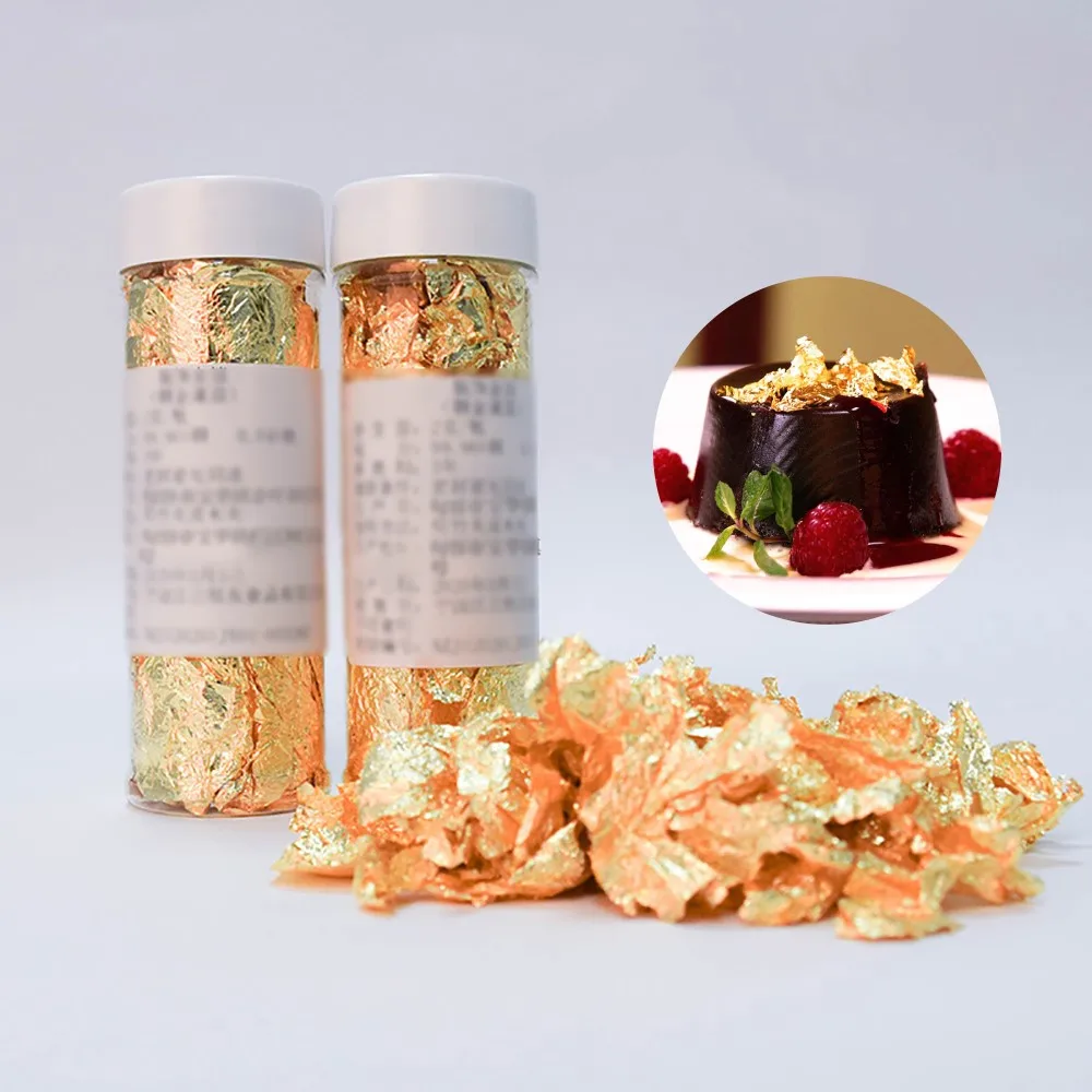 Edible Grade Genuine Gold Leaf Schabin Flakes 2g 24K Gold Decorative Dishes Chef Art Cake Decorating Tools Chocolates Molds
Edible Grade Genuine Gold Leaf Schabin Flakes 2g 24K Gold Decorative Dishes Chef Art Cake Decorating Tools Chocolates Molds