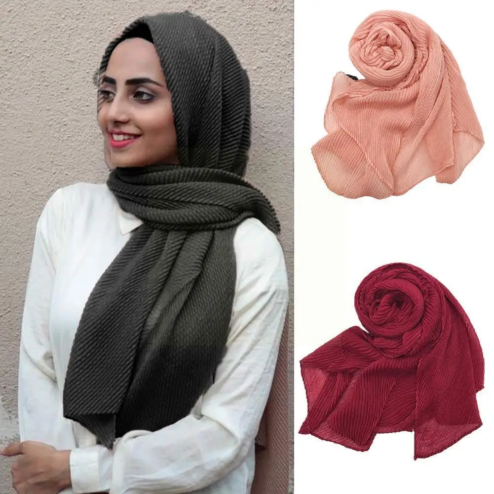 Fashion Crinkle Scarf Plain Polyester Cotton Woman Scarf Shawls Headscarf Fashion Windproof And Wraps 80X180CM Turban Foula P6P8
Fashion Crinkle Scarf Plain Polyester Cotton Woman Scarf Shawls Headscarf Fashion Windproof And Wraps 80X180CM Turban Foula P6P8