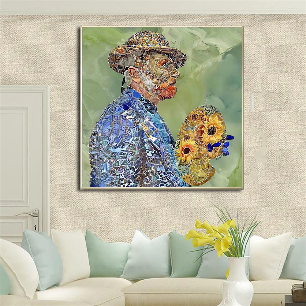 Mosaic Van Gogh with Sunflower Poster Print Abstract Impressionism Wall Art Canvas Painting for Living Room Home Decoration
Mosaic Van Gogh with Sunflower Poster Print Abstract Impressionism Wall Art Canvas Painting for Living Room Home Decoration