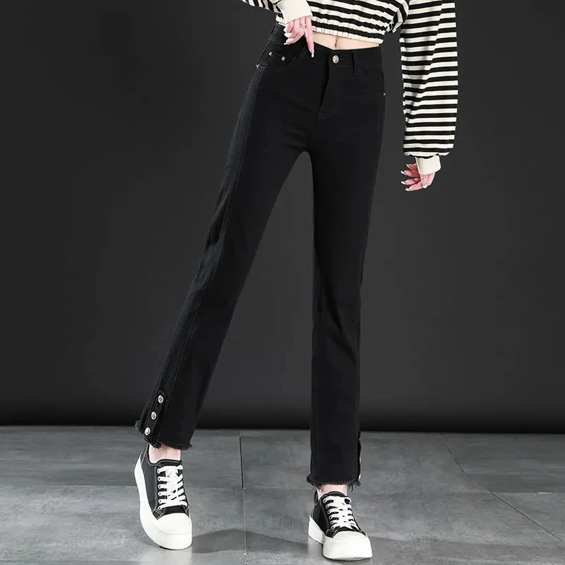 Korean Fashion Straight Jeans For Women 2022 Spring New High Waist Casual Harem Pants Breasted Decorate Denim Trousers Female
Korean Fashion Straight Jeans For Women 2022 Spring New High Waist Casual Harem Pants Breasted Decorate Denim Trousers Female