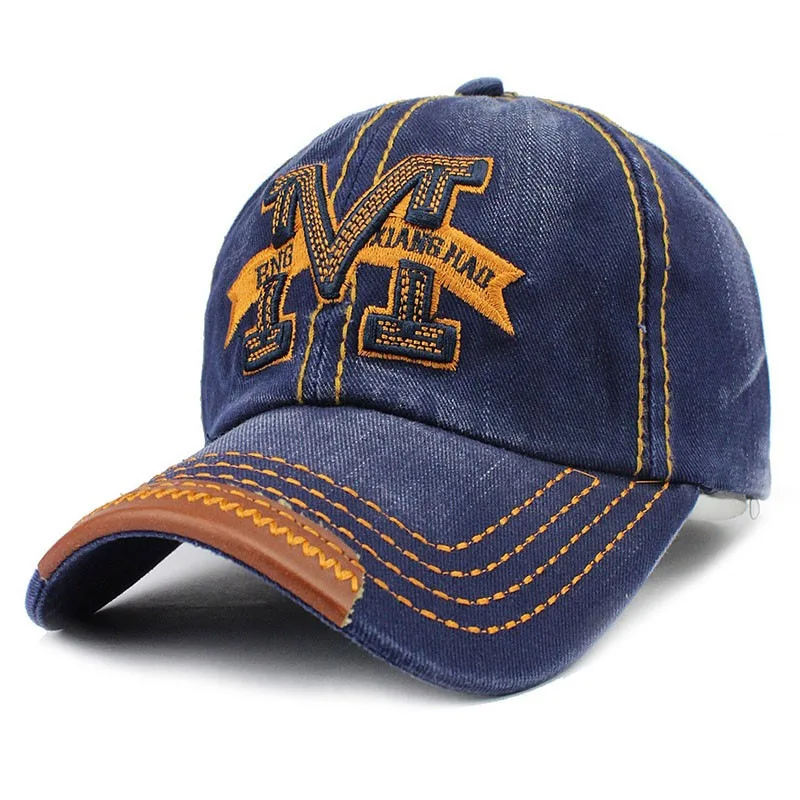 Spring and autumn letter M washed embroidery cowboy baseball cap men women distressed outdoor sport casual shade snapback hat
Spring and autumn letter M washed embroidery cowboy baseball cap men women distressed outdoor sport casual shade snapback hat