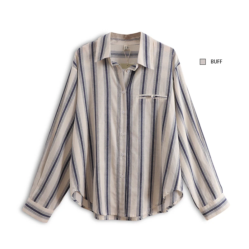 Stripe Cotton Linen Loose Long Sleeved Shirt Women Female Minority Retro Hong Kong Style Sunscreen Blouse
Stripe Cotton Linen Loose Long Sleeved Shirt Women Female Minority Retro Hong Kong Style Sunscreen Blouse