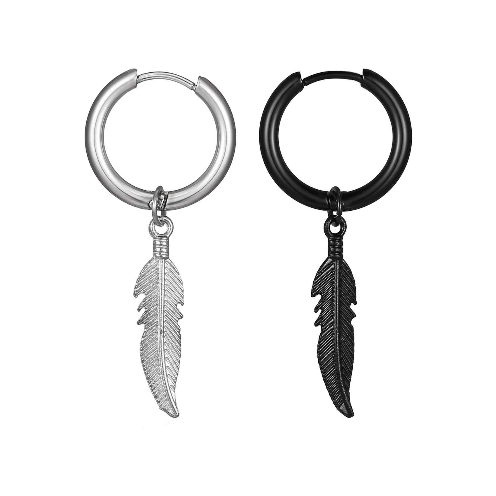 Korean Style Punk Men's Feather Pendant Titanium Steel Ear Clip Simple Wind Black Trendy Stainless Steel Hoop Earrings
Korean Style Punk Men's Feather Pendant Titanium Steel Ear Clip Simple Wind Black Trendy Stainless Steel Hoop Earrings