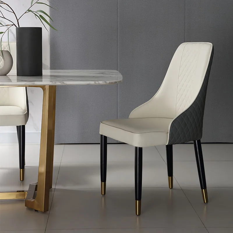 Household solid wood dining chair Italian light luxury Nordic modern minimalist coffee casual backrest leather chair 
Household solid wood dining chair Italian light luxury Nordic modern minimalist coffee casual backrest leather chair