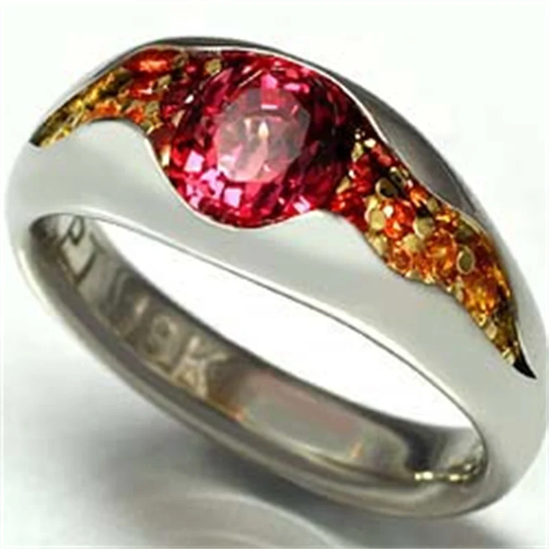 Elegant Silver Colors Rings for Women Trendy Metal Inlaid Red Stone Wedding Engagement Jewelry 
Elegant Silver Colors Rings for Women Trendy Metal Inlaid Red Stone Wedding Engagement Jewelry