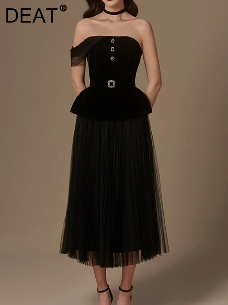 DEAT Women's 2 Pcs Set Strapless Single Breasted Waist Sleeveless Tops Gauze Pleated Fashion Skirt Suit Summer 2023 New 13DB2119
DEAT Women's 2 Pcs Set Strapless Single Breasted Waist Sleeveless Tops Gauze Pleated Fashion Skirt Suit Summer 2023 New 13DB2119