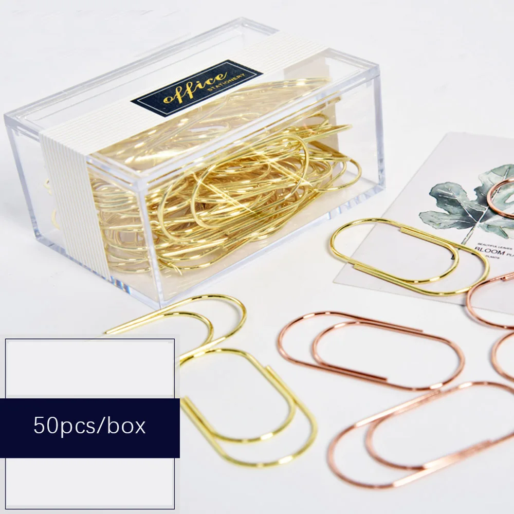 50pcs/Box Regular Paper Clip Student Memo Clip Rose Gold 50mm Metal Clamp Bookmark Photo Folder Office Supplies
50pcs/Box Regular Paper Clip Student Memo Clip Rose Gold 50mm Metal Clamp Bookmark Photo Folder Office Supplies