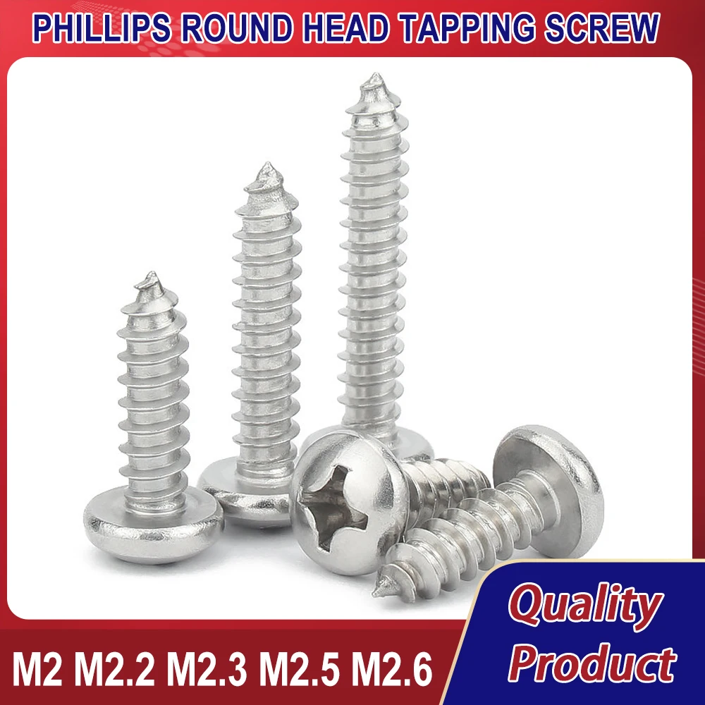 M2 M2.2 M2.3 M2.5 M2.6 304 Stainless Steel Phillips Round Head Tapping Screw Pan Head Pointed Tail Self Tapping Wood Screws
M2 M2.2 M2.3 M2.5 M2.6 304 Stainless Steel Phillips Round Head Tapping Screw Pan Head Pointed Tail Self Tapping Wood Screws